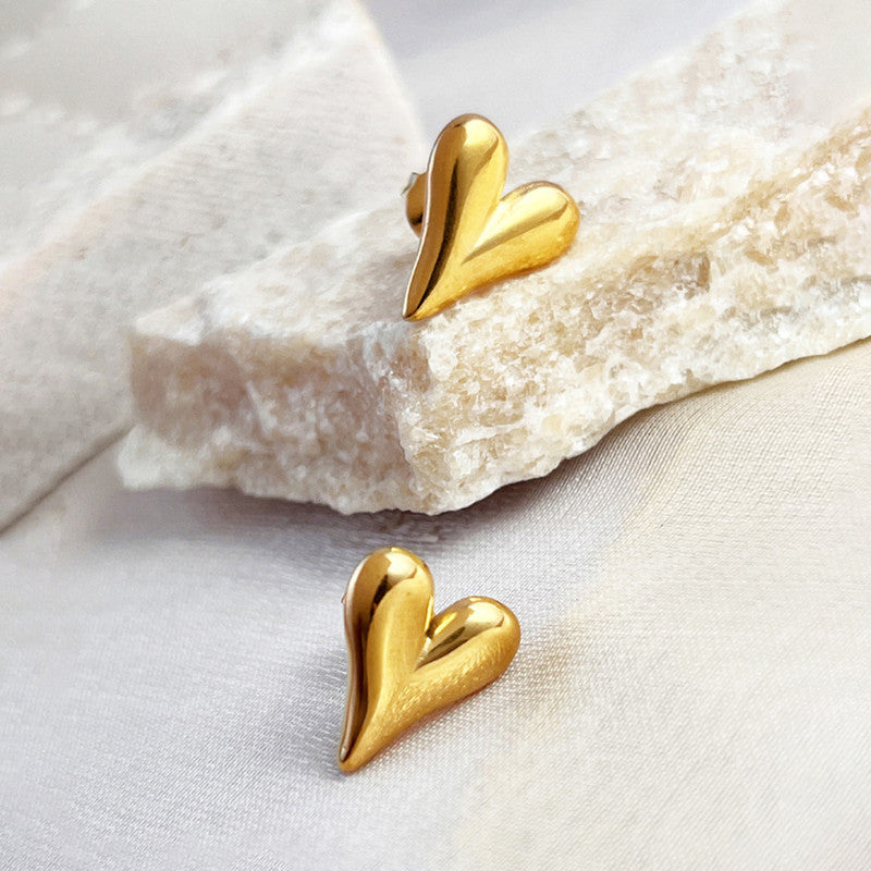 Jewels Galaxy Gold Plated Anti Tarnish Heart Themed Earrings