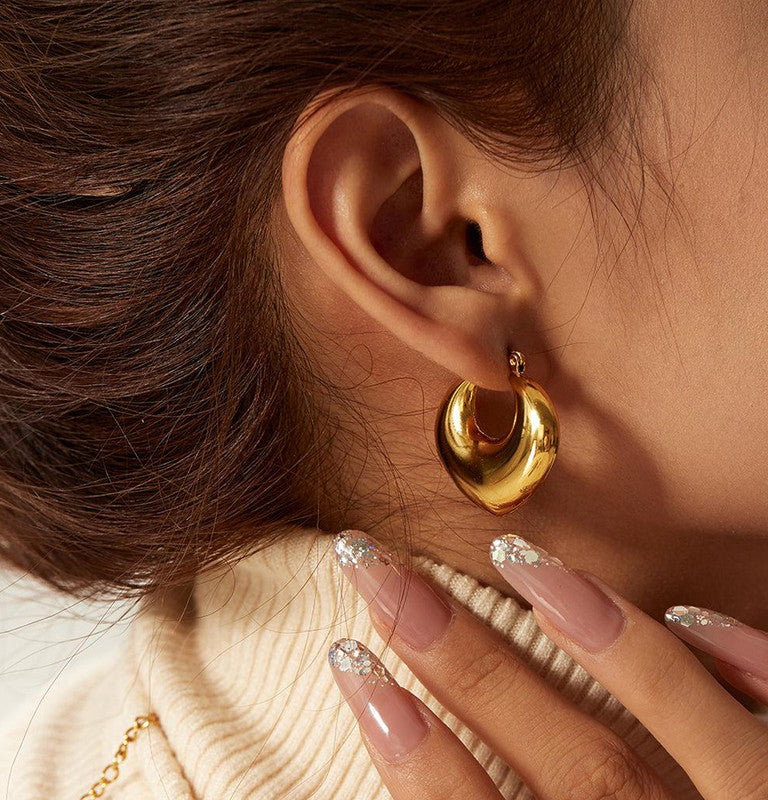 Jewels Galaxy Gold Plated Anti Tarnish Chunky Statement Hoop Earrings