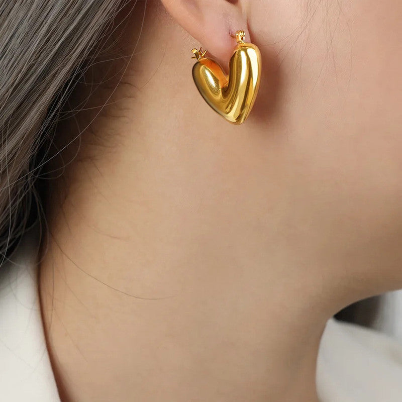 Jewels Galaxy Gold Plated Anti Tarnish Heart Themed Earrings