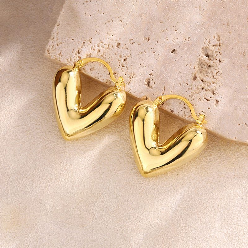 Jewels Galaxy Gold Plated Anti Tarnish Heart Themed Earrings