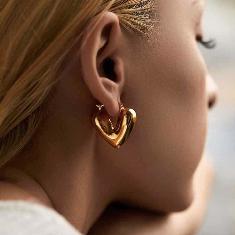 Jewels Galaxy Gold Plated Anti Tarnish Heart Themed Earrings