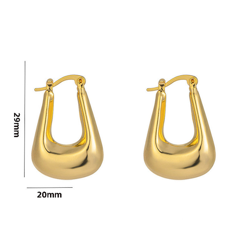 Jewels Galaxy Gold Plated Anti Tarnish Chunky Geometric Statement Hoop Earrings