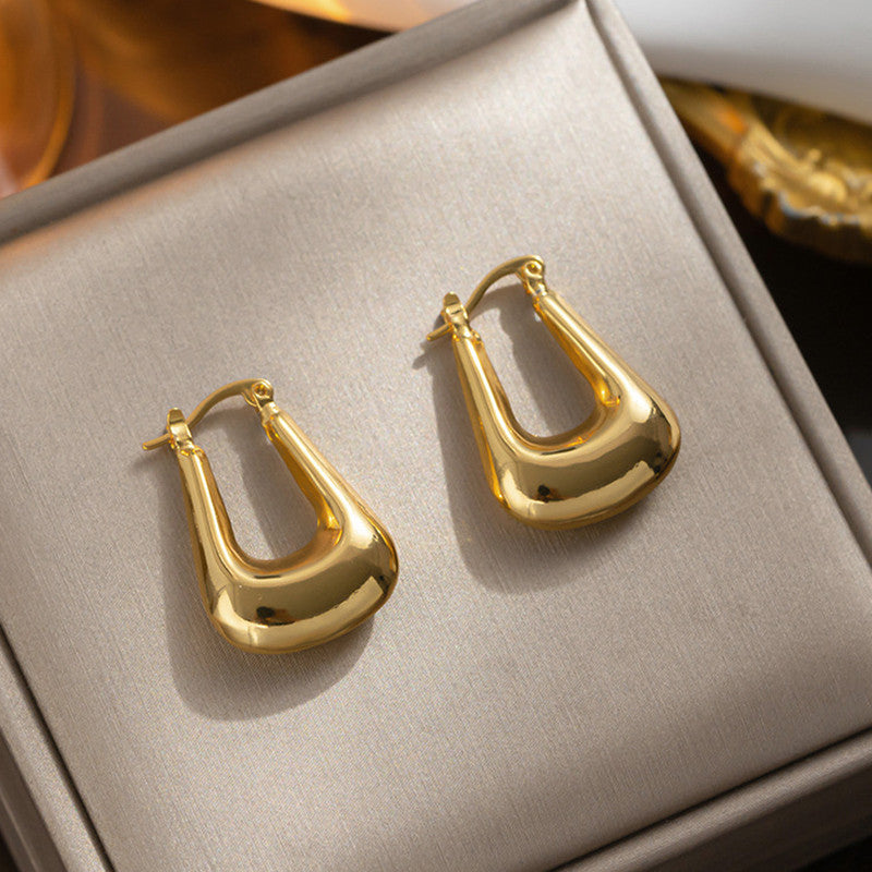 Jewels Galaxy Gold Plated Anti Tarnish Chunky Geometric Statement Hoop Earrings