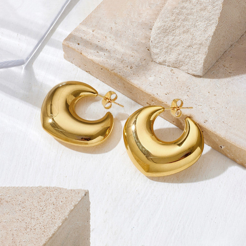 Jewels Galaxy Gold Plated Anti Tarnish Chunky Statement Hoop Earrings