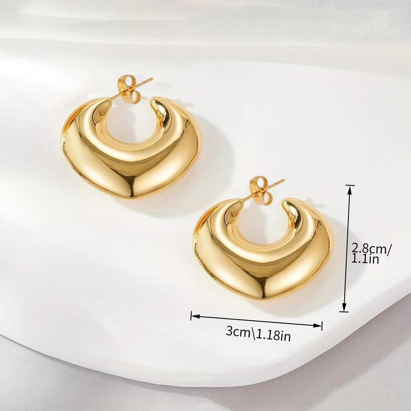 Jewels Galaxy Gold Plated Anti Tarnish Chunky Statement Hoop Earrings