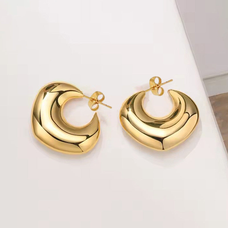 Jewels Galaxy Gold Plated Anti Tarnish Chunky Statement Hoop Earrings