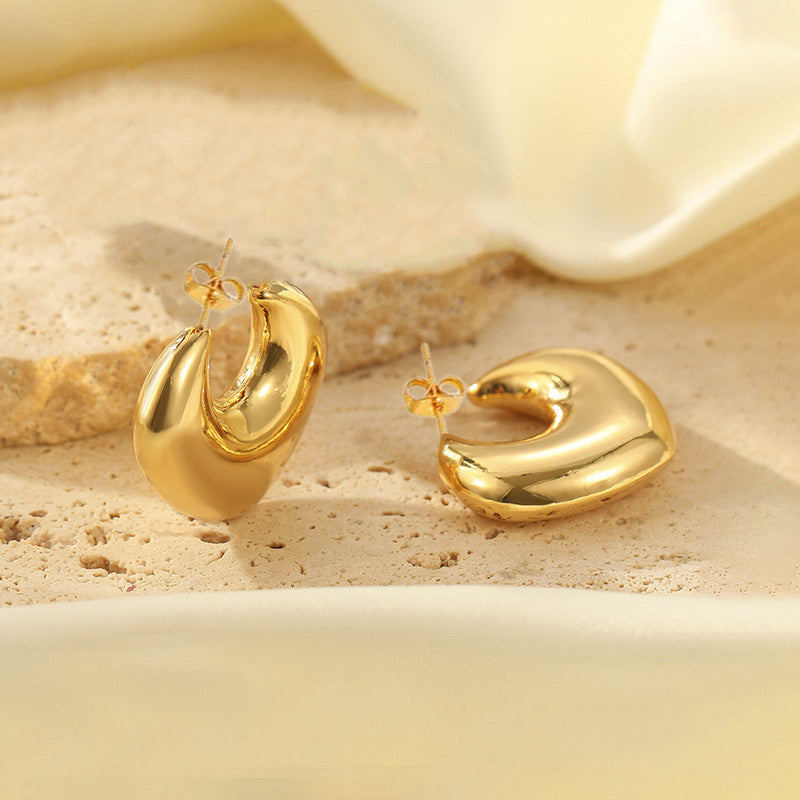 Jewels Galaxy Gold Plated Anti Tarnish Chunky Statement Hoop Earrings