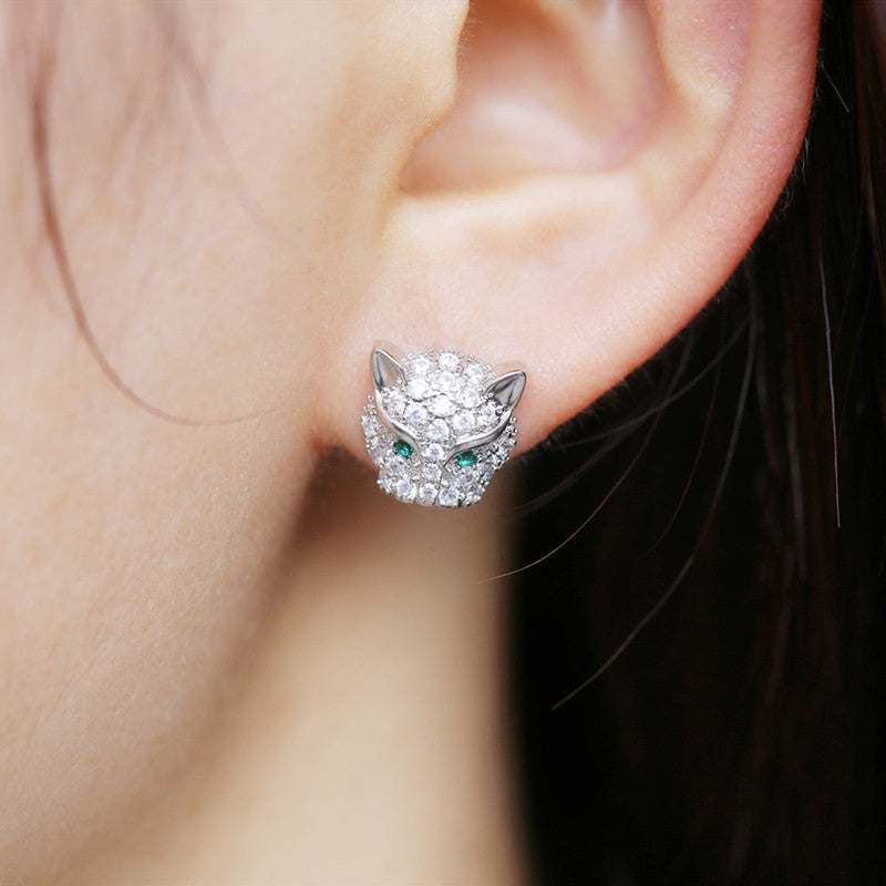 Jewels Galaxy Silver Plated Green Eyed Contemporary Earrings