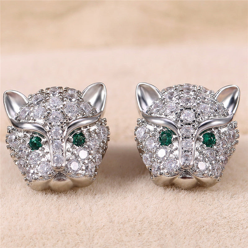 Jewels Galaxy Silver Plated Green Eyed Contemporary Earrings
