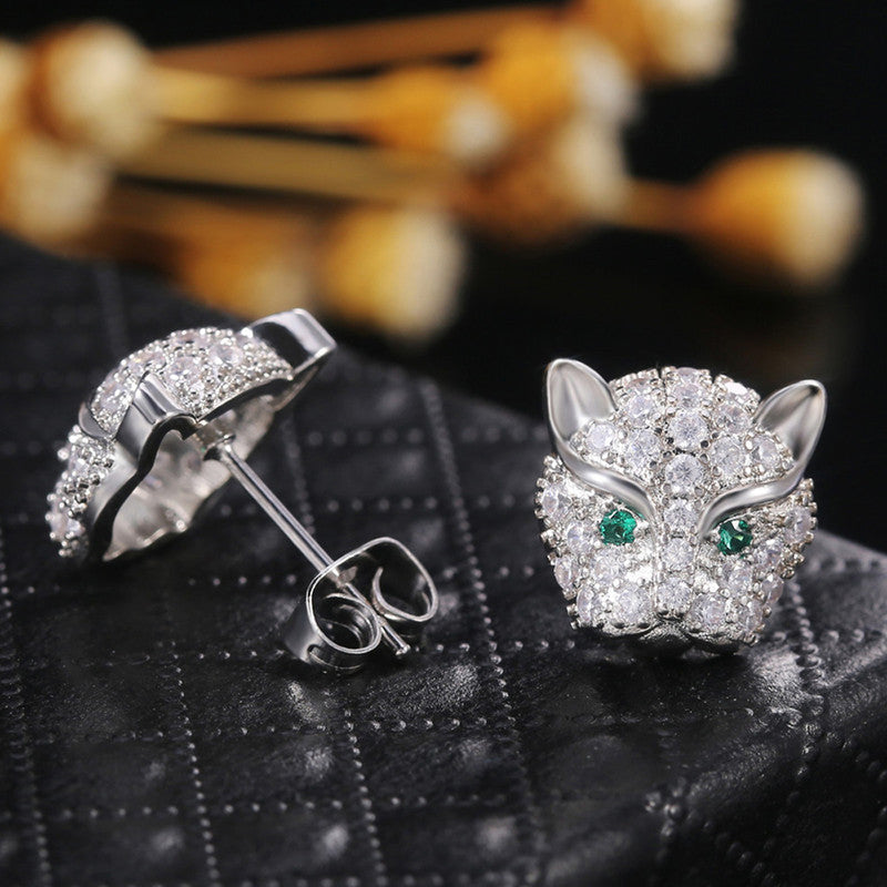 Jewels Galaxy Silver Plated Green Eyed Contemporary Earrings