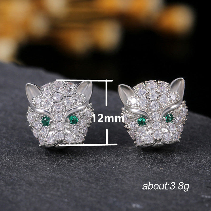 Jewels Galaxy Silver Plated Green Eyed Contemporary Earrings