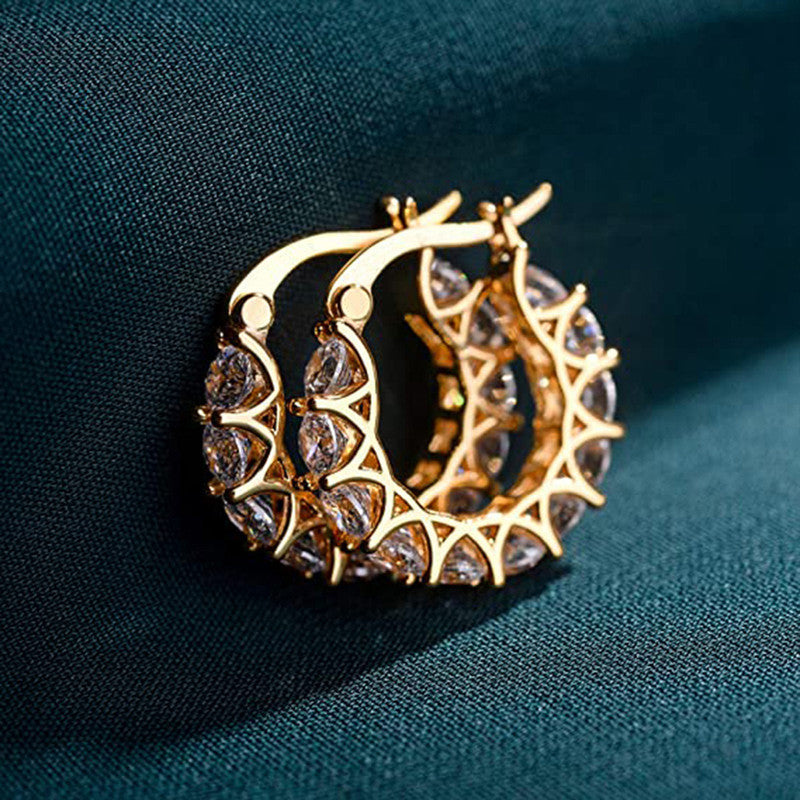 Jewels Galaxy American Diamond Studded Contemporary Beautiful Hoop Earrings