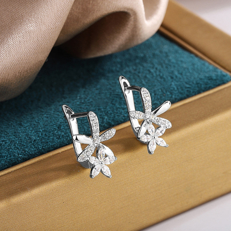 Jewels Galaxy American Diamond Studded Dual Star Shaped Clip-On Earrings