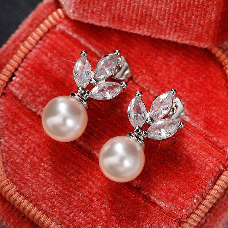 Jewels Galaxy American Diamond Studded Pearl Drop Korean Earrings