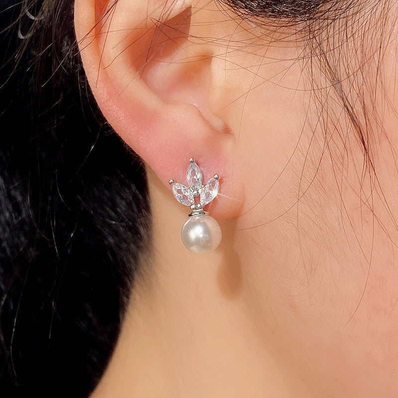 Jewels Galaxy American Diamond Studded Pearl Drop Korean Earrings