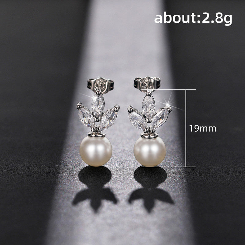 Jewels Galaxy American Diamond Studded Pearl Drop Korean Earrings
