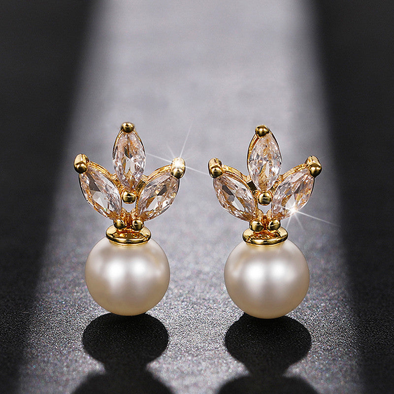 Jewels Galaxy American Diamond Studded Pearl Drop Korean Earrings