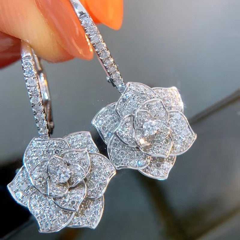 Jewels Galaxy Silver Plated AD Studded Yellow Square Shape Crushed Ice Cut Hanging Earrings