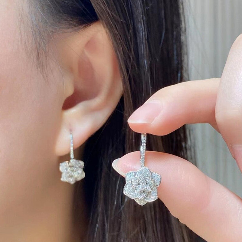 Jewels Galaxy Silver Plated AD Studded Yellow Square Shape Crushed Ice Cut Hanging Earrings