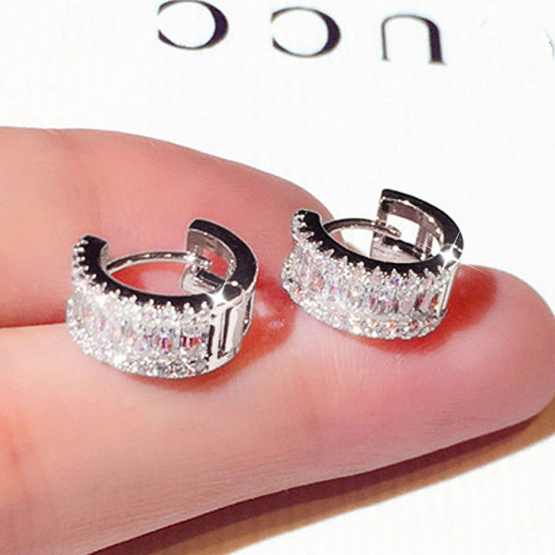 Jewels Galaxy American Diamond Studded Contemporary Hoop Earrings