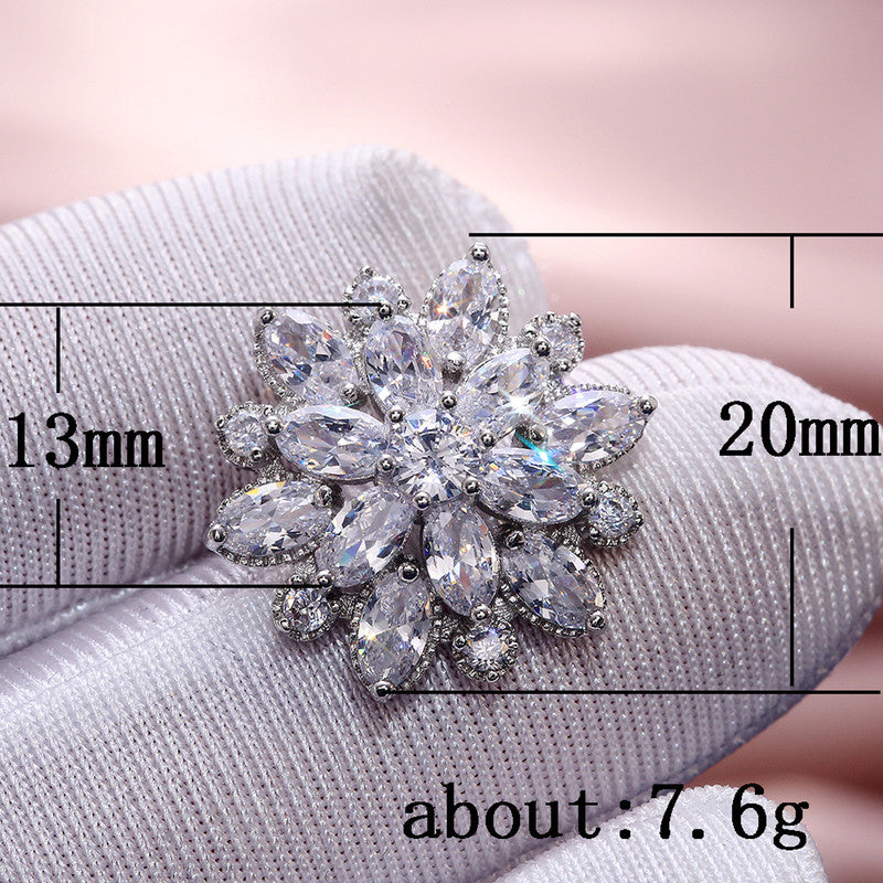 Jewels Galaxy Silver Plated American Diamond Studded Floral Silver Stud Earrings