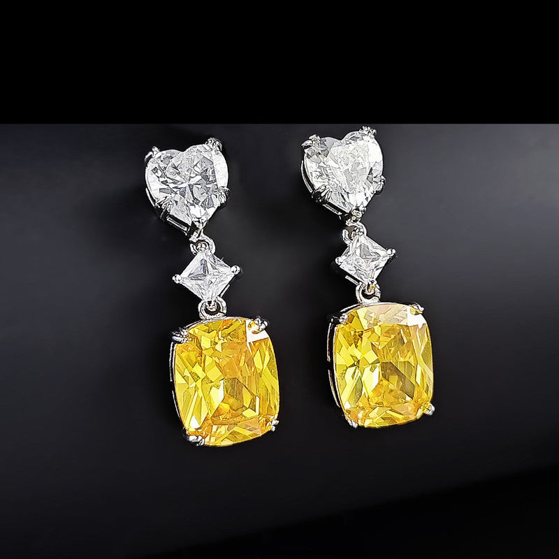 Jewels Galaxy Silver Plated AD Studded Silver Heart inspired Crushed Ice Cut Drop Earrings