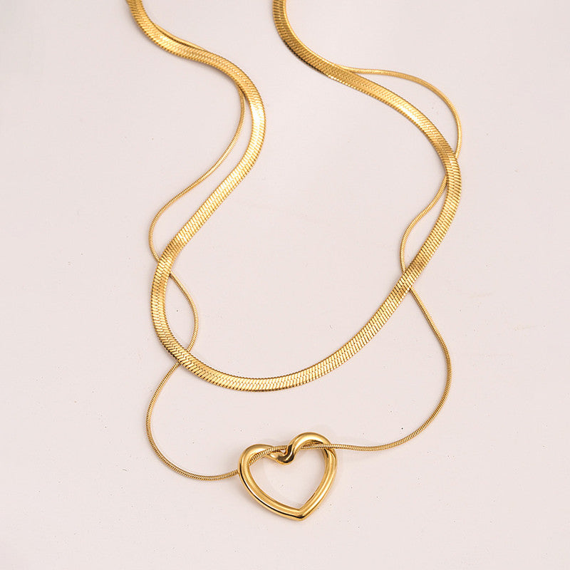 Jewels Galaxy Gold-Plated Anti Tarnish Heart Themed Layered Necklace