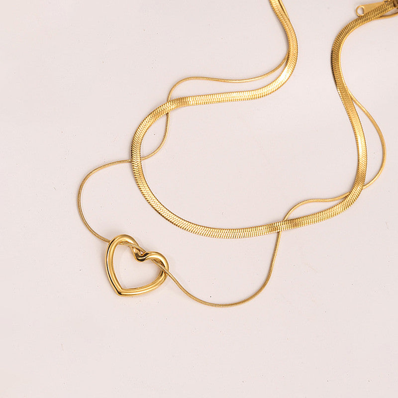 Jewels Galaxy Gold-Plated Anti Tarnish Heart Themed Layered Necklace