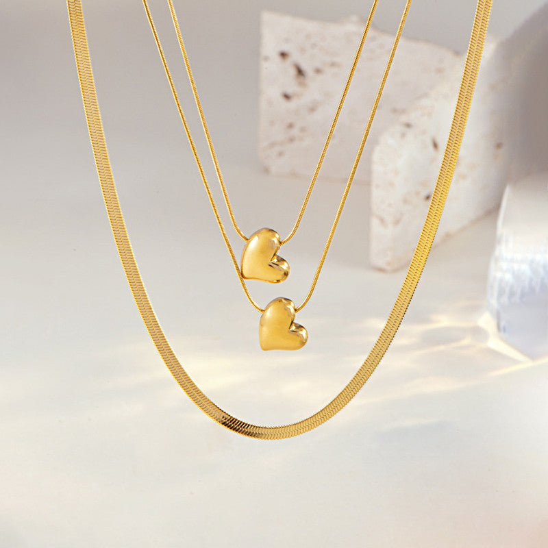 Jewels Galaxy Gold-Plated Anti Tarnish Heart Themed Layered Necklace