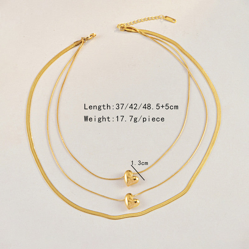 Jewels Galaxy Gold-Plated Anti Tarnish Heart Themed Layered Necklace