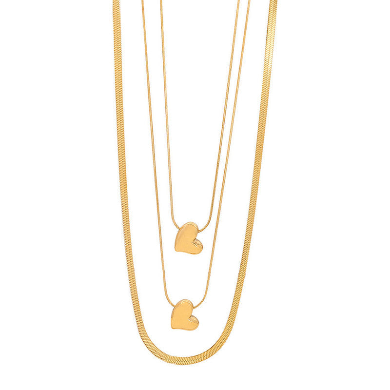 Jewels Galaxy Gold-Plated Anti Tarnish Heart Themed Layered Necklace