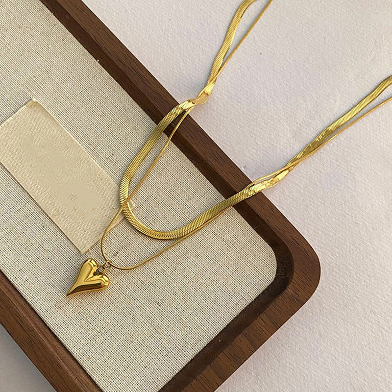 Jewels Galaxy Gold-Plated Anti Tarnish Heart Themed Layered Necklace