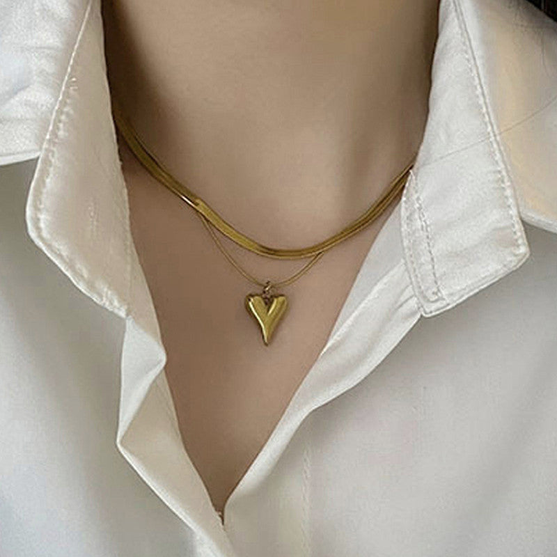 Jewels Galaxy Gold-Plated Anti Tarnish Heart Themed Layered Necklace