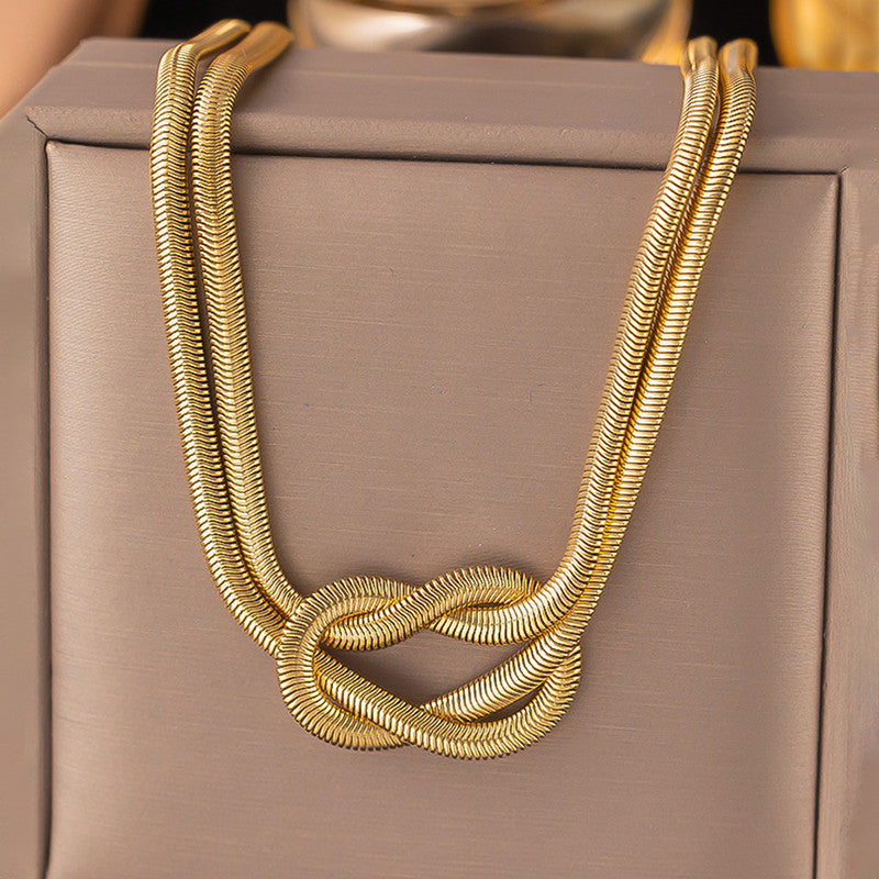 Jewels Galaxy Gold-Plated Anti Tarnish Knotted Chain Layered Necklace