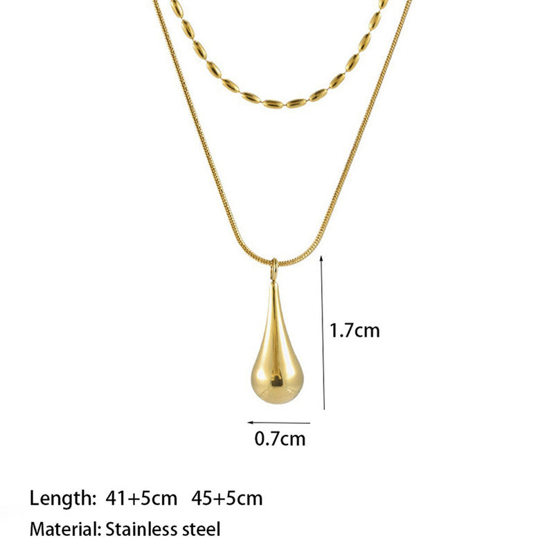 Jewels Galaxy Gold-Plated Anti Tarnish Minimalistic Teardrop Layered Necklace