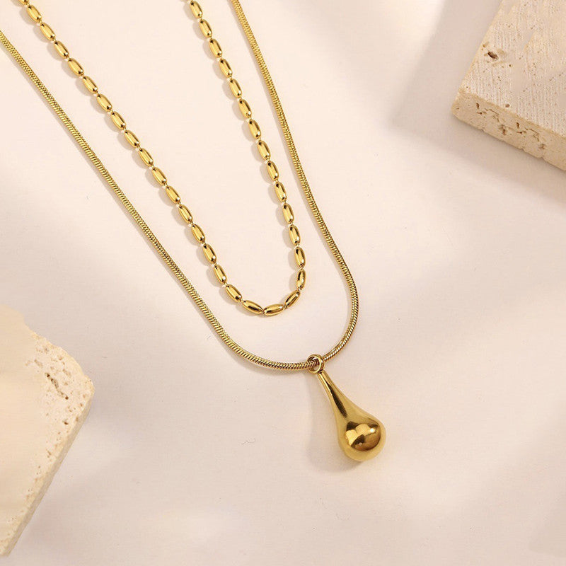 Jewels Galaxy Gold-Plated Anti Tarnish Minimalistic Teardrop Layered Necklace
