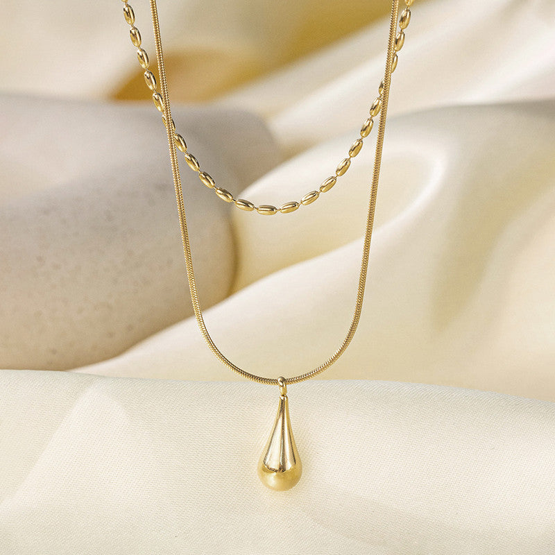 Jewels Galaxy Gold-Plated Anti Tarnish Minimalistic Teardrop Layered Necklace