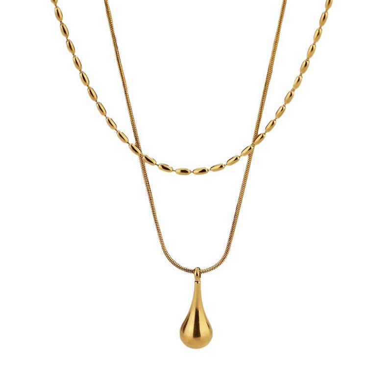 Jewels Galaxy Gold-Plated Anti Tarnish Minimalistic Teardrop Layered Necklace