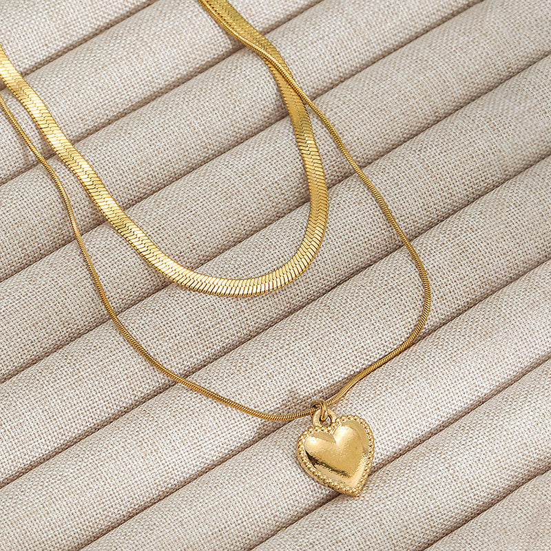 Jewels Galaxy Gold-Plated Anti Tarnish Heart Themed Layered Necklace