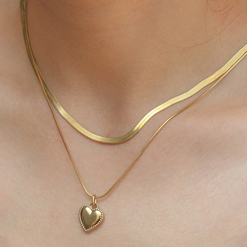 Jewels Galaxy Gold-Plated Anti Tarnish Heart Themed Layered Necklace