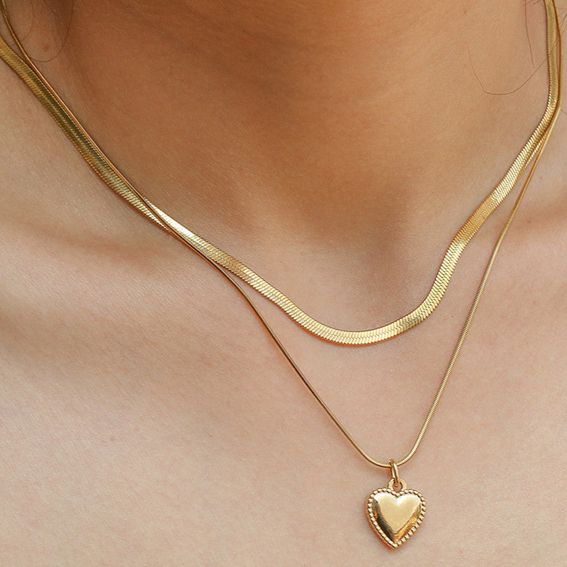 Jewels Galaxy Gold-Plated Anti Tarnish Heart Themed Layered Necklace