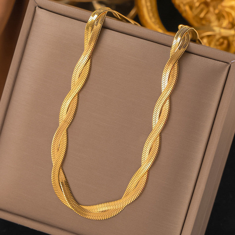 Jewels Galaxy Gold-Plated Anti Tarnish Thick Snake Chain Dual Strand Necklace