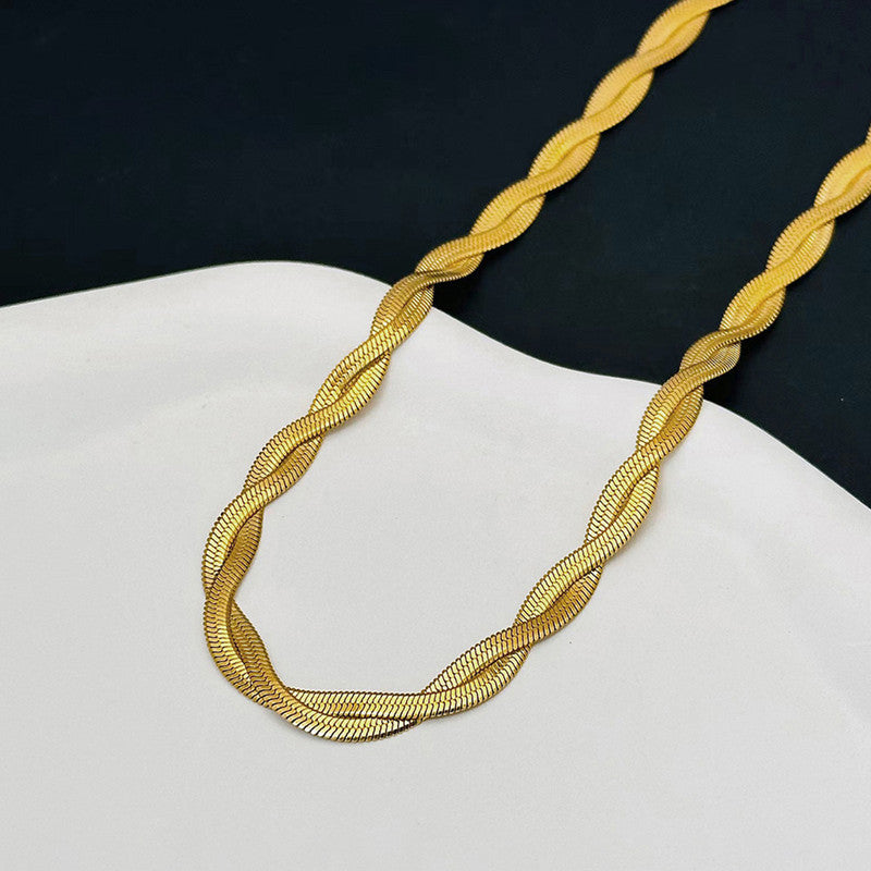 Jewels Galaxy Gold-Plated Anti Tarnish Thick Snake Chain Dual Strand Necklace