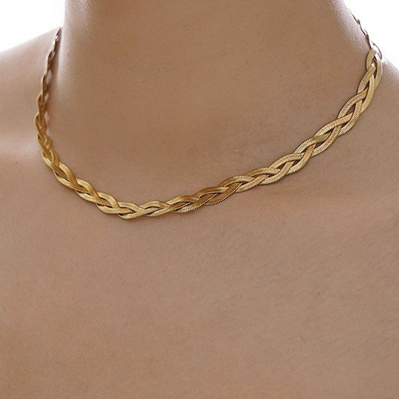 Jewels Galaxy Gold-Plated Anti Tarnish Thick Snake Chain Triple Strand Necklace