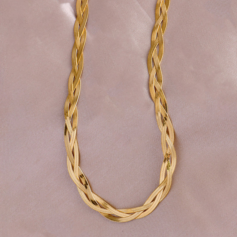 Jewels Galaxy Gold-Plated Anti Tarnish Thick Snake Chain Triple Strand Necklace