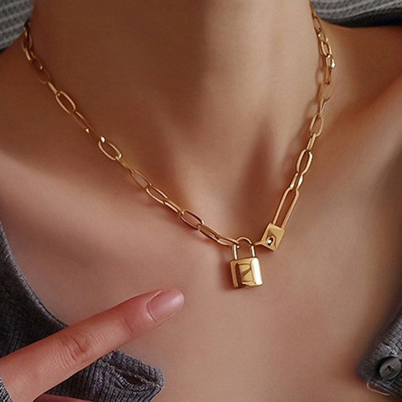 Jewels Galaxy Gold-Plated Anti Tarnish Lock Inspired Rope Chain Necklace