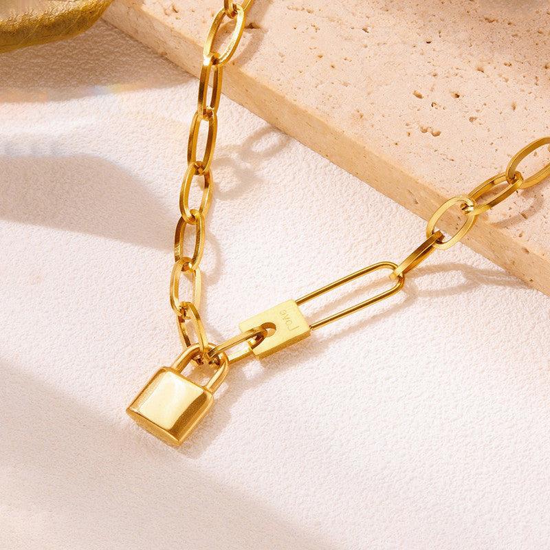 Jewels Galaxy Gold-Plated Anti Tarnish Lock Inspired Rope Chain Necklace