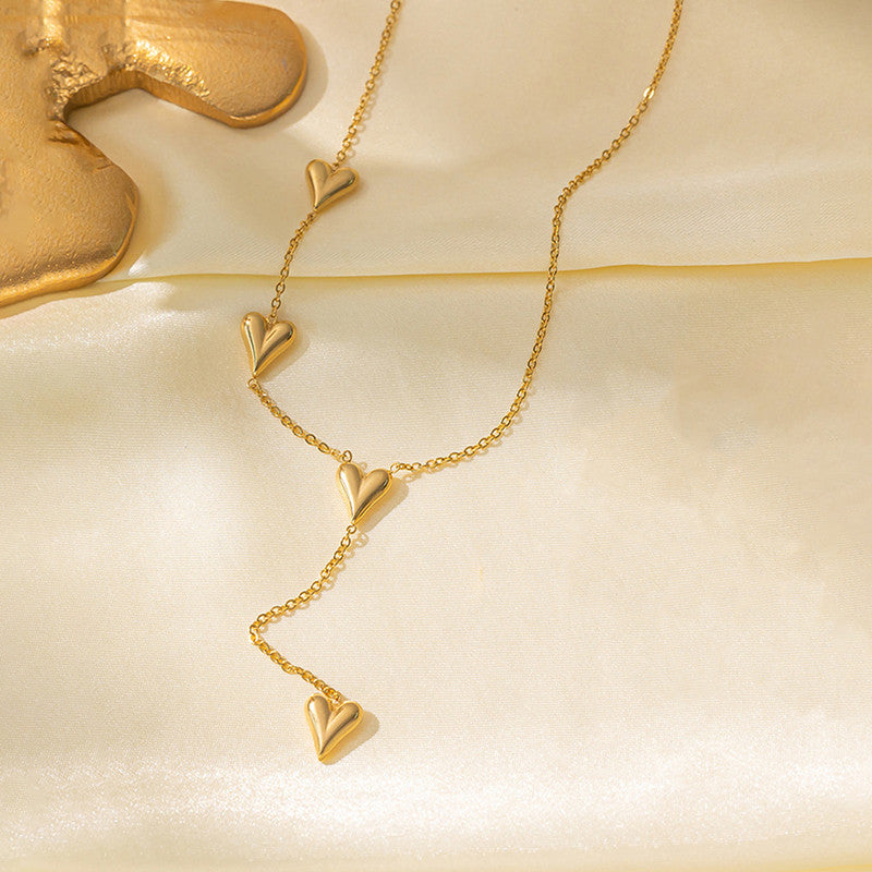 Jewels Galaxy Gold-Plated Anti Tarnish Heart Themed Long Necklace