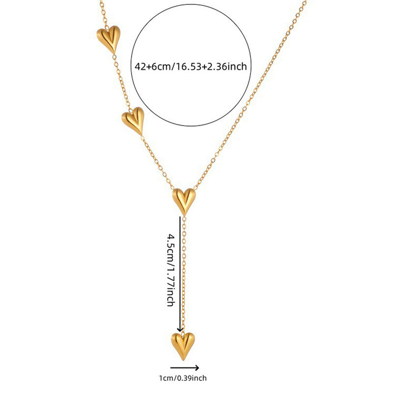 Jewels Galaxy Gold-Plated Anti Tarnish Heart Themed Long Necklace