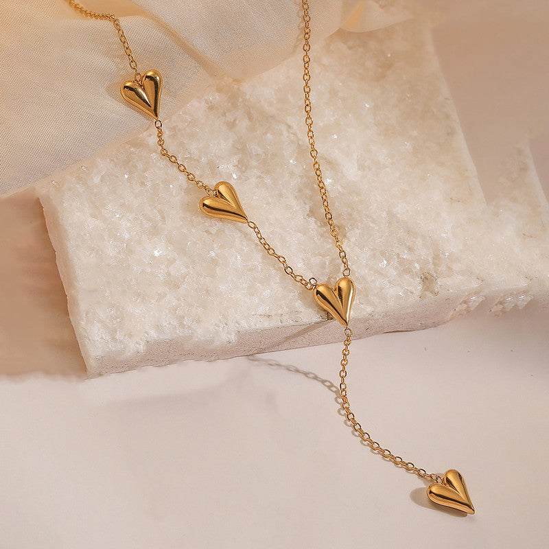 Jewels Galaxy Gold-Plated Anti Tarnish Heart Themed Long Necklace